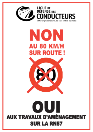 Non au 80 km/h sur le réseau secondaire ! La Ligue de Défense des Conducteurs se mobilise contre l’expérimentation du 80 km/h sur la RN57