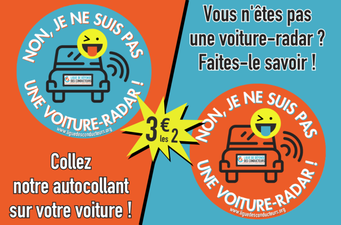 Avec notre autocollant, faites savoir que vous n’êtes pas une voiture-radar