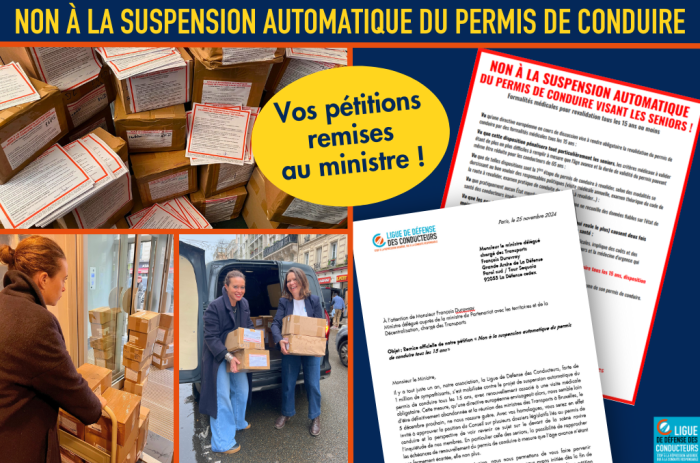 Suspension automatique du permis de conduire&nbsp;: 523 000 pétitions signées envoyées au ministre !